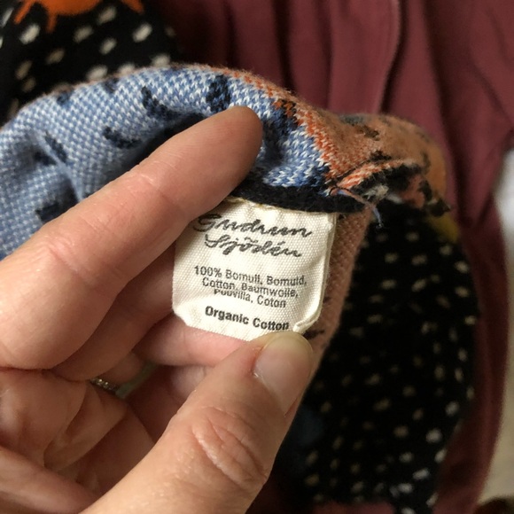 Gudrun Sjoden Black White Bird Colorful Pullover Sweater Size M - Picture 5 of 5